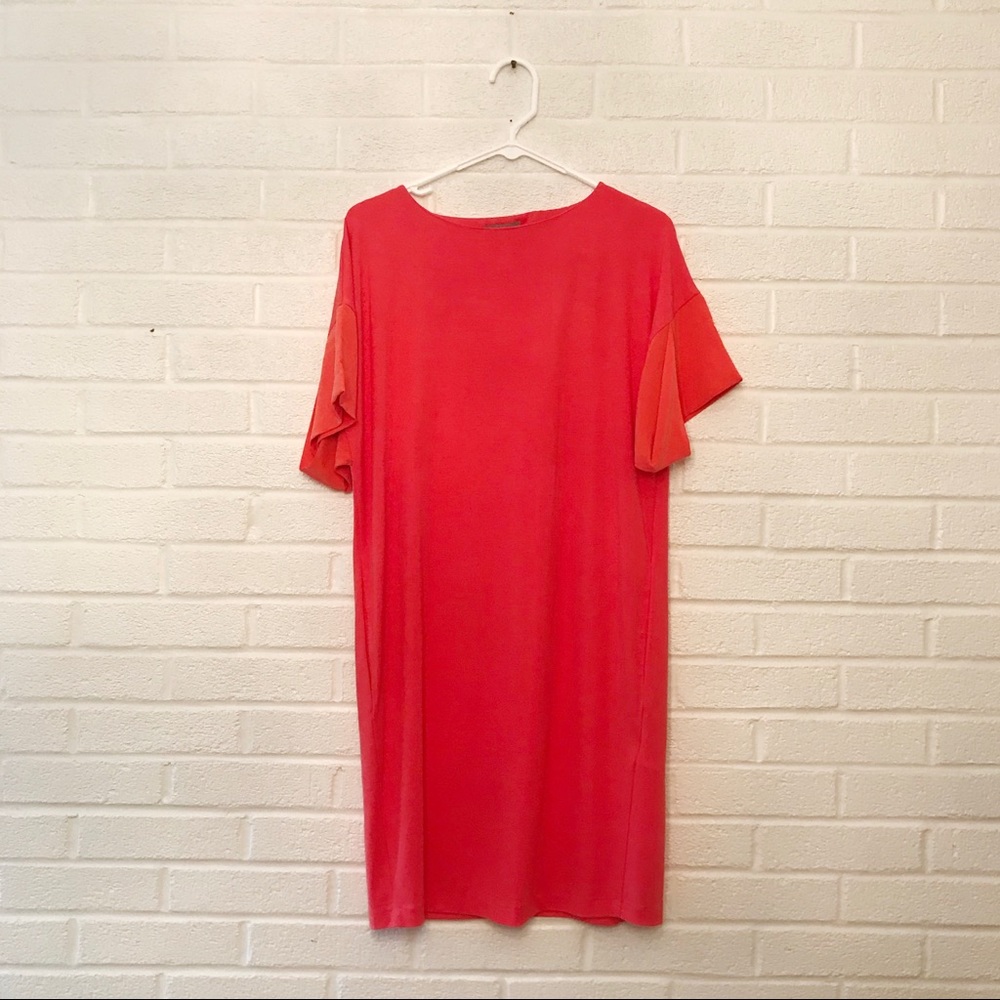COS Orange Pink Tunic Dress With Silk Cuffs XS - Picture 2 of 6